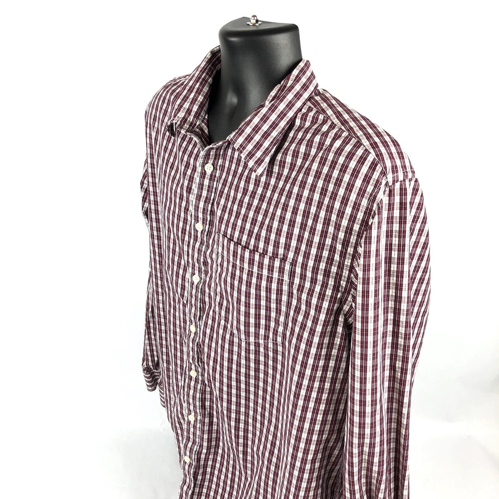 Old‎ Navy Shirt Men XL Dark Red White Button Front Cotton Collared - Picture 3 of 6